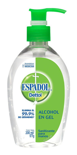 Alcohol En Gel Antibacterial Original Espadol Dettol 200ml