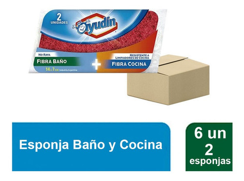 Esponja Ayudin Baño Y Cocina No Raya 14x7cm 6un X 2 Esponjas