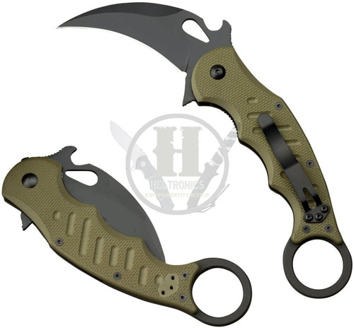 Navaja Kerambit Tactica 9334/28b Verde Od Asistida Clip