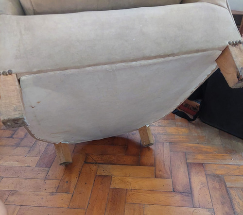 Sillón 1 Cuerpo Capitoné Retapizado 70cm Gris Gamuzado (Usado)