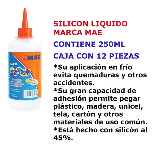 Silicon Liquido Mae 250 Ml Caja Lote 24 Pza 