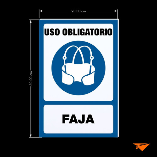 Señalamiento Uso Obligatorio Faja 30cm X 20cm 3 Piezas Azul
