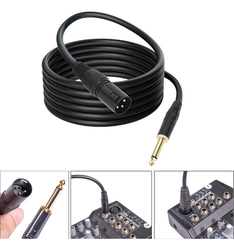 Ts 1/4 6.35 Male To Xlr Male Microphone Cord For Stage 10m