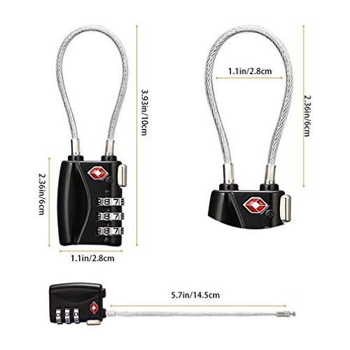 Candado Equipaje Tsa Aprobado Cable Aleacion 3 Digito Para