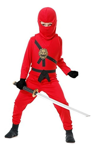 Disfraz De Red Ninja Niño Talla M / Rojo