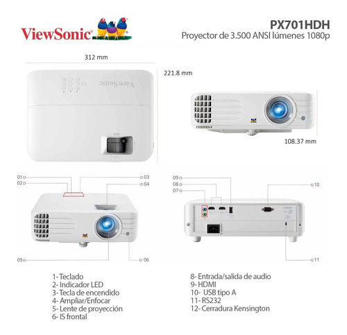 Imagen 5 de 7 de Proyector Fhd 1080p 3500 Lumenes Viewsonic Px701hdh