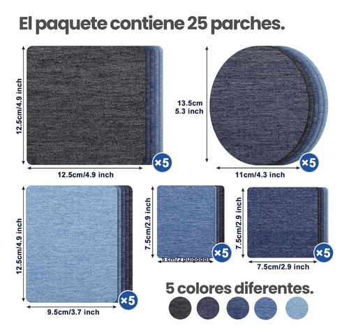 25 Parches Termoadhesivos Mezclilla Reparación Jeans Ropa