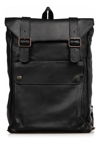 Mochila porta notebook RG Cueros Vintage Amsterdam color negro diseño lisa 18L