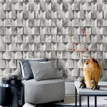 Comprar Papel De Parede Importado 3d Cinza Manchado Triângulos