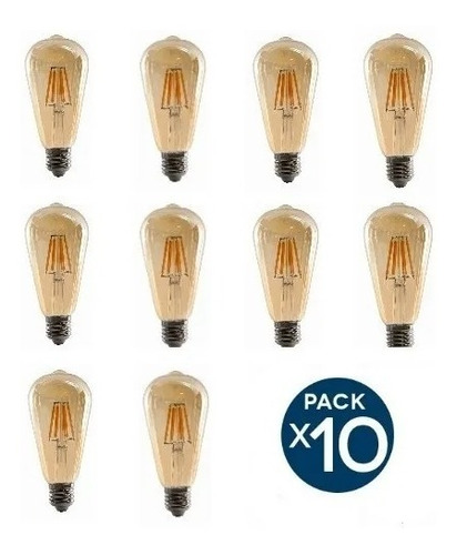 Imagen 3 de 8 de Pack X10 Ampolletas Retro Led Vintage Luz Calida 4w Guirnald
