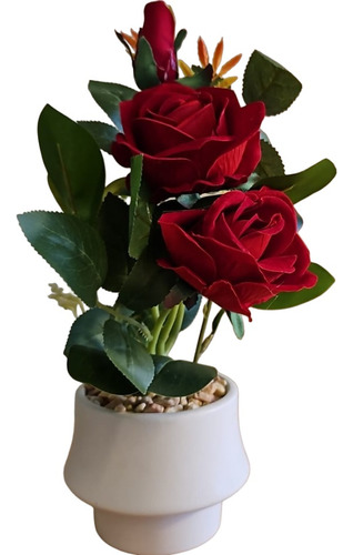 Planta Con Rosas Rojas - Flores Artificiales