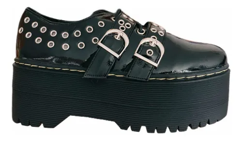 comprar Zapato Charol Botín Negro Con Plataforma Moda Diseño Juvenil