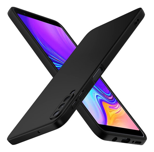 Capa Capinha Silicone Aveludada Preta Para Galaxy A7 2018