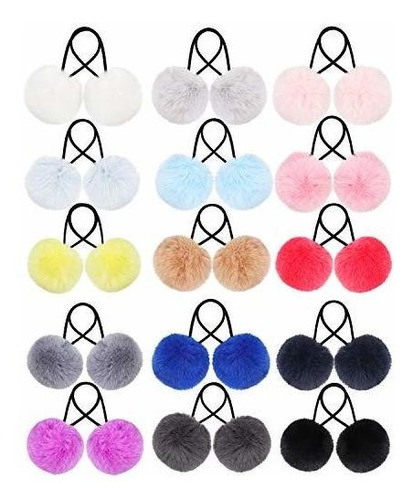 Pulseras De Pelo Pom Pom Para Mujer Y Niña - Set 3 Colores