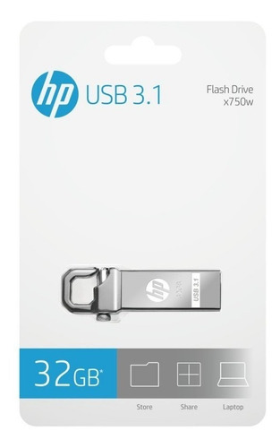 Hp Usb X750w Usb 3.1  32gb Metalica Hook