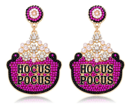 Pendientes Colgantes Con Cuentas De Caldero De Hocus Pocus D