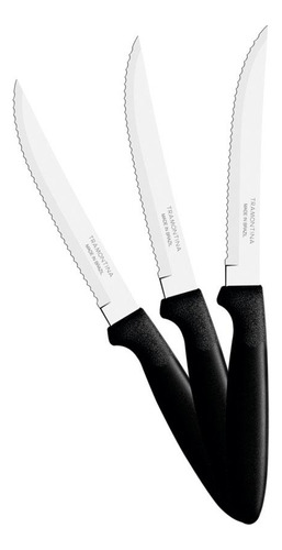 6 Faca Churrasco Ipanema Inox Cabo Preto Fptop Tramontina