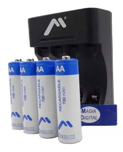 Cargador Pilas Mitzu con baterías recargables 4 AA + 4 AAA