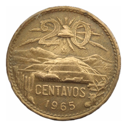 Moneda 20 Centavos 1965 Teotihuacán