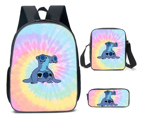 Set De 1 Mochila Escolar Con Dibujos Animados De Stitch