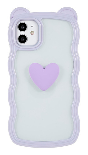 Protector iPhone 11 Con Bordes Púrpura Diseño Orejas