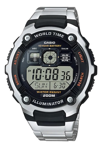 Reloj Casual Casio Correa De Acero Inoxidable Ae-2000wd-1a