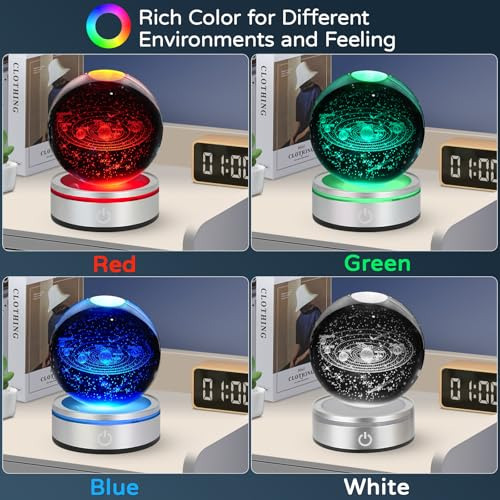 Sistema Solar En 3d Bola De Cristal Luz Nocturna Con Ilumina