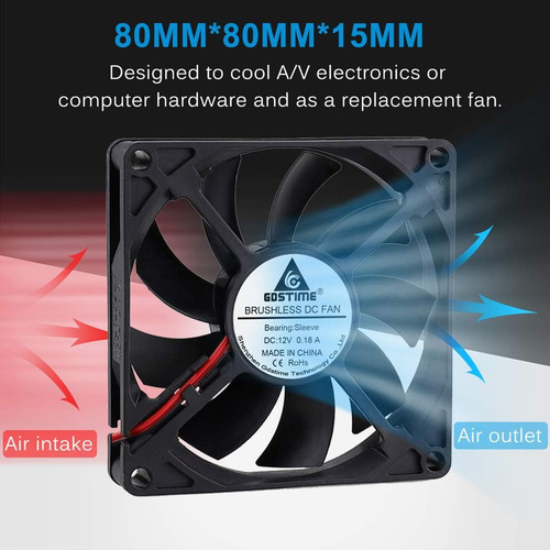 Gdstime 8 Cm 80 Mm X 80 Mm X 15 Mm 12 V Ventilador De Refrig