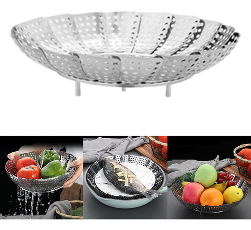 Imagen 6 de 9 de Plegable Rejilla Para Vapor Utensilios De Cocina Olla Medio