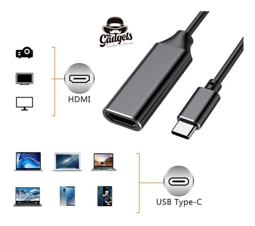 Cable Adaptador Usb C A Hdmi 4k 60hz Aluminio Para Mac iPad