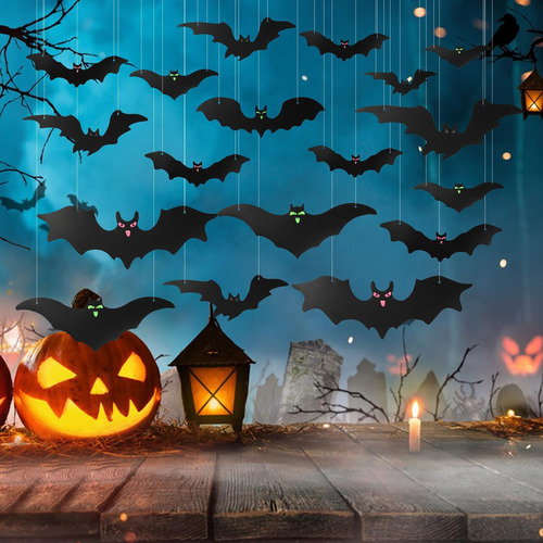 25 Murcielagos Colgantes De Halloween Para Exteriores, Murci