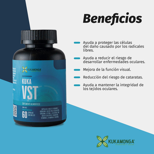Protección y Visión Clara Kuka VST 60 Cápsulas Favorece la Salud Ocular Reduce la Fatiga Visual y Protege contra la Luz Azul Ideal para el Cuidado de los Ojos Sabor Neutro