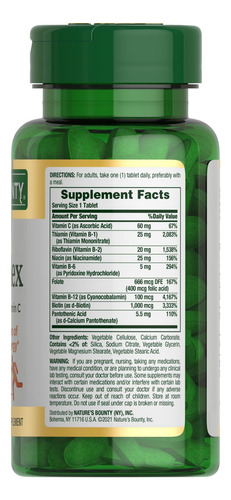 Suplemento Nature's Bounty Super B Complex Com Mais Vitamina