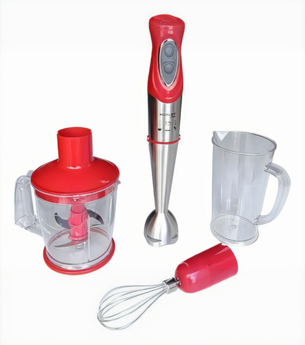 Minipimer Licuadora De Mano Potente 5en1 Morley 990w Rojo