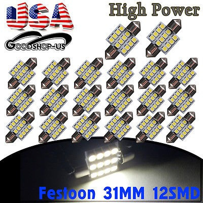 20pcs Blanco Cálido 12smd Festoon De 31mm Cúpula Mapa Interi