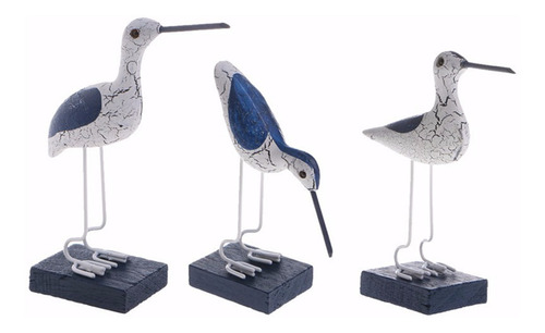 Imagen 1 de 7 de 3 Piezas De Gaviota De Madera De Artesanía Estilo Mediterrán