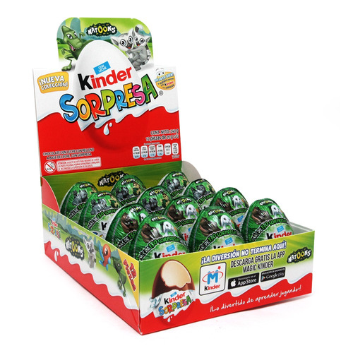 KINDER SORPRESA CHOCOLATE HUEVO NATOONS 12 PIEZAS