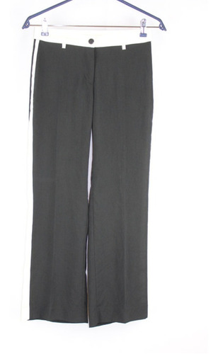 Pantalon De Vestr Yagmour Negro Franja Crema Recto S Crepe