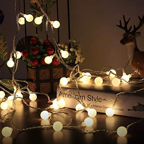 Imagen 2 de 10 de Bolitas Led Decoracion Retro Navidad Guirnalda 5 Mts Calido