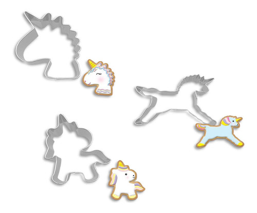 Kit Cortadores De Galleta Unicornios. 3 Pz