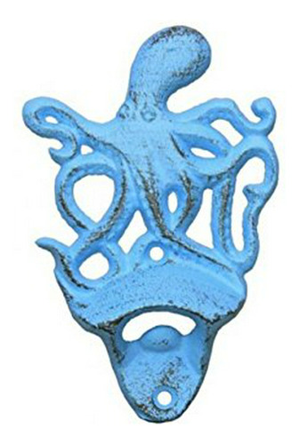 Hampton Náutico Rústico Azul Azul Pared Montada Octopus Bote