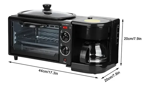 Horno Electrico 3 En 1 Maquina Cafetera Sarten Horno Plancha Negro