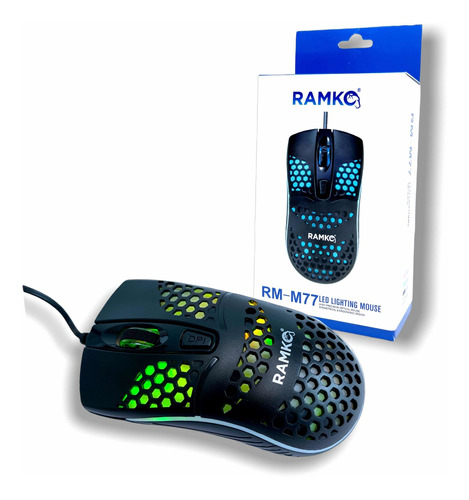 Mouse Basico Ergonómico Ramko Rm-m77 Con Luz Led