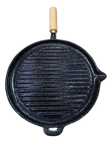 Plancha Bifera Rayada Hierro Enlozada Lozafer 30cm Color Negro