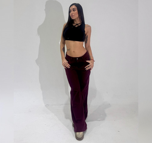 Jean Wide Leg Rígido Granate Dama Kapri