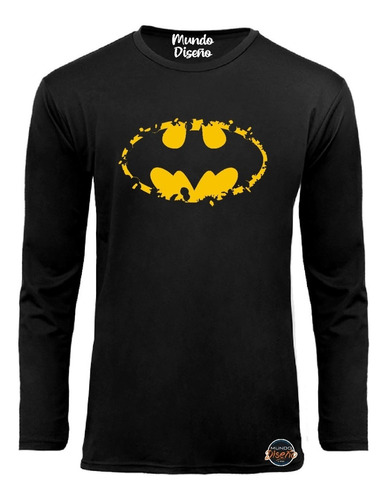 Polera Manga Larga Hombre Liga D La Justicia Batman Rasgado