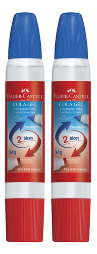 Cola Gel Faber Castell 2 Bicos Papel Escola Transparente Kit