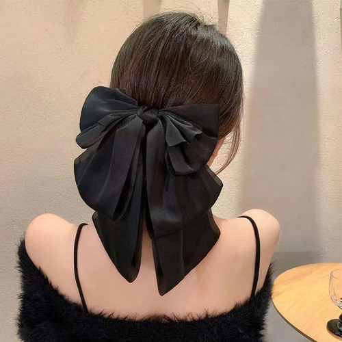 Corbata Para El Pelo Con Lazo Grande De Encaje De Chifón, Re
