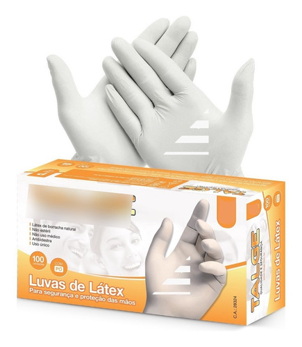 Luvas descartáveis Talge cor natural tamanho M de látex com pó x 100 unidades