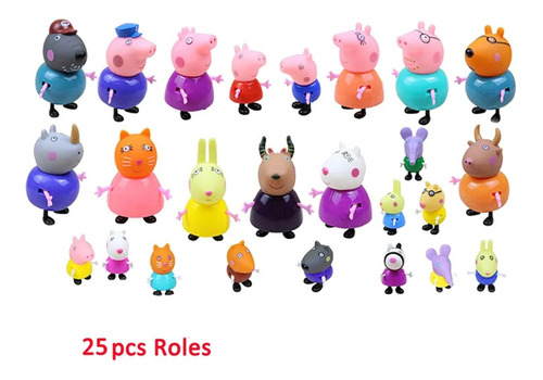 25 Piezas Peppa Pig Familia Figuras Juguetes Juguetes